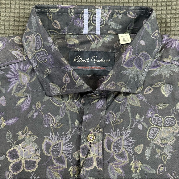 Robert Graham Kamil Indigo Floral Shirt Mens XL Tailored Fit - Picture 3 of 9